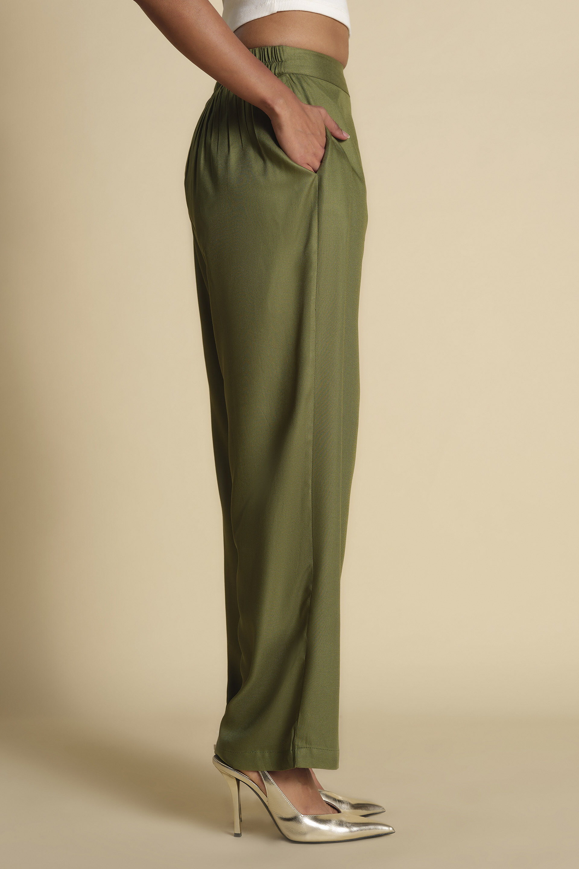 Straight Fit Sage Green Pants, Sage Green, image 2